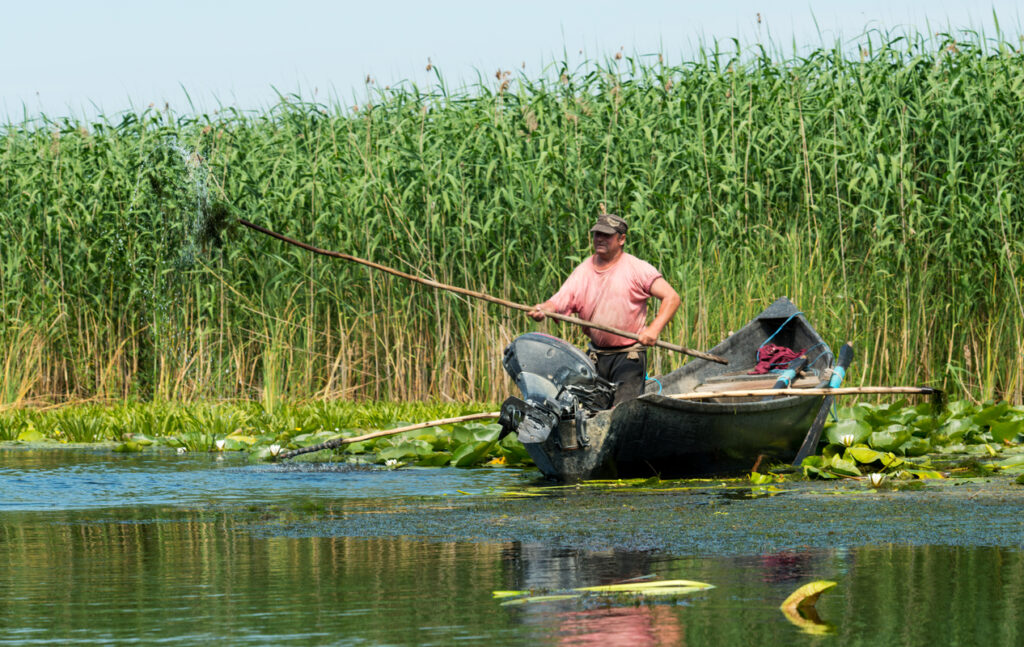 Traditional fisherman, Danube Delta, Romania.